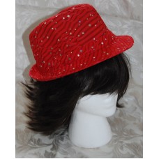 Sparkling Red Fedora Hat for the Red Hat Lady / Red w Clear Sequin Sparkles  eb-15848516